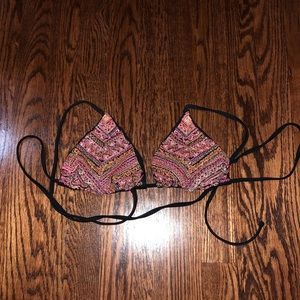 Beaded Aztec print bikini top